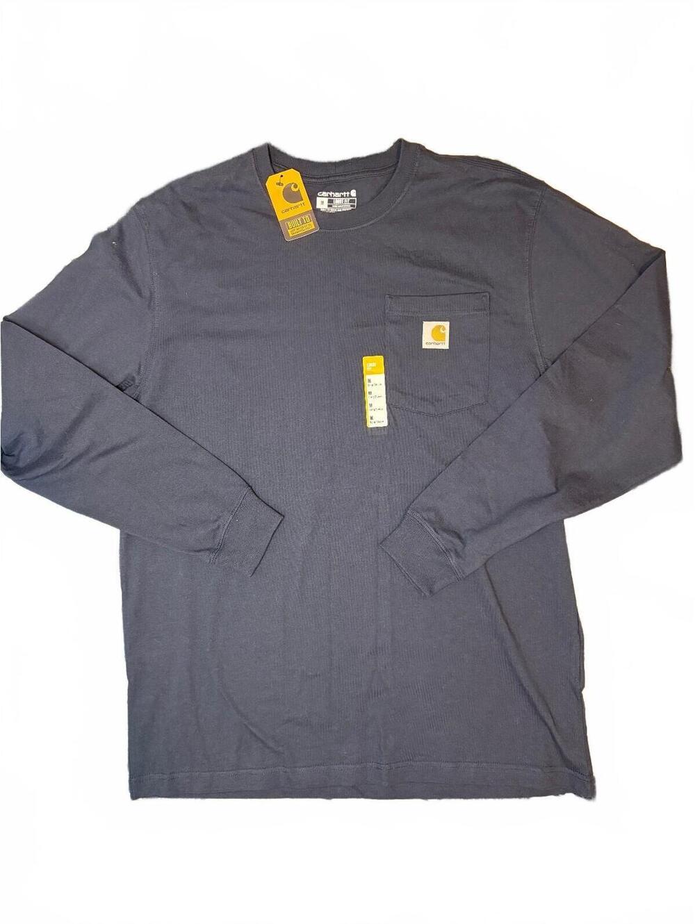 Carhartt Men's Medium Navy Blue LS Graphic Back Loose Fit Pocket T-Shirt